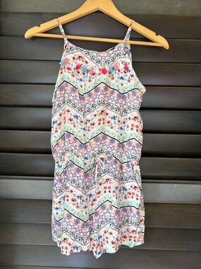 Joey B Girls XL Sleeveless Romper with Tassels Floral  NWT